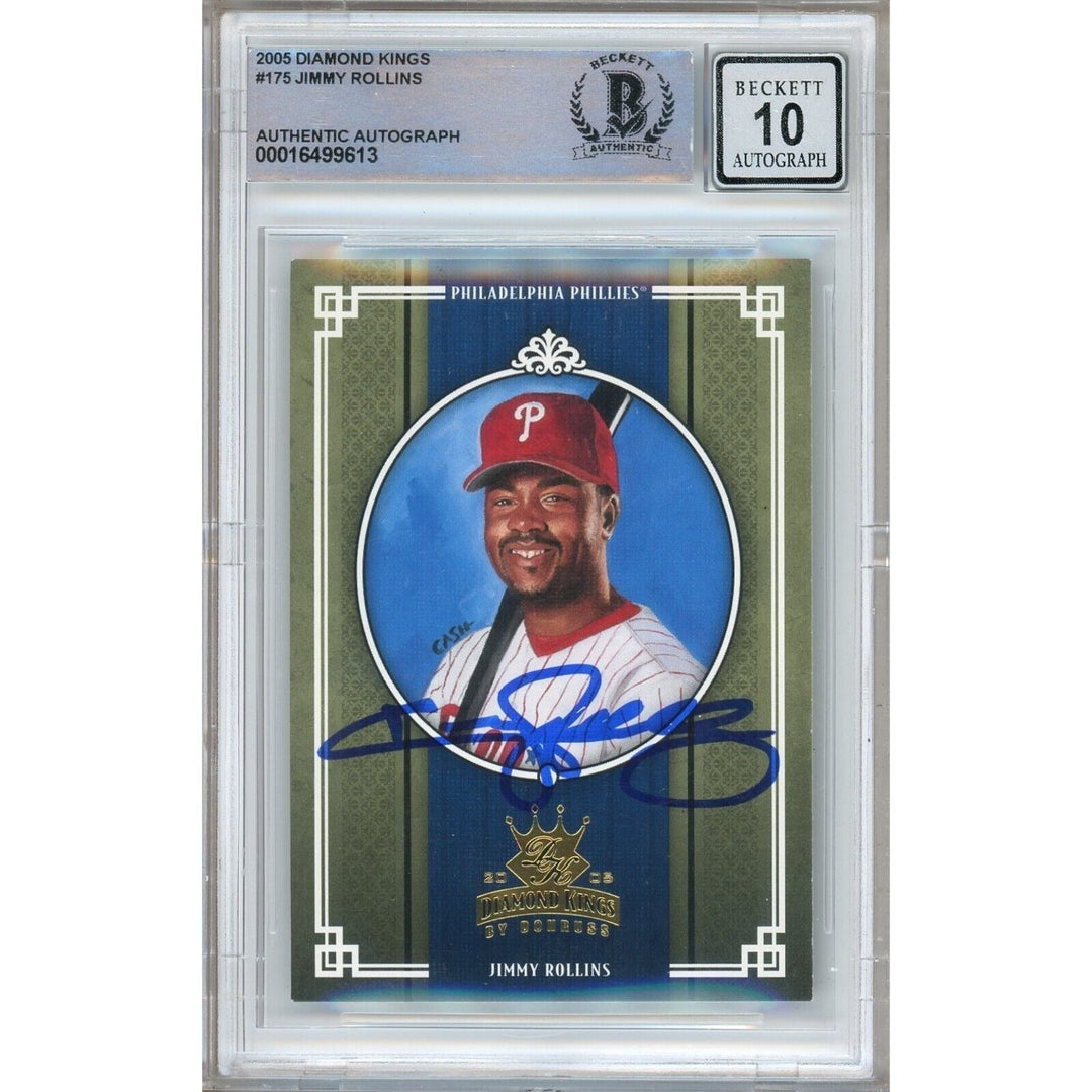 Jimmy Rollins Phillies Signed 2005 Diamond Kings Card BAS BGS Auto 10 Graded Slab