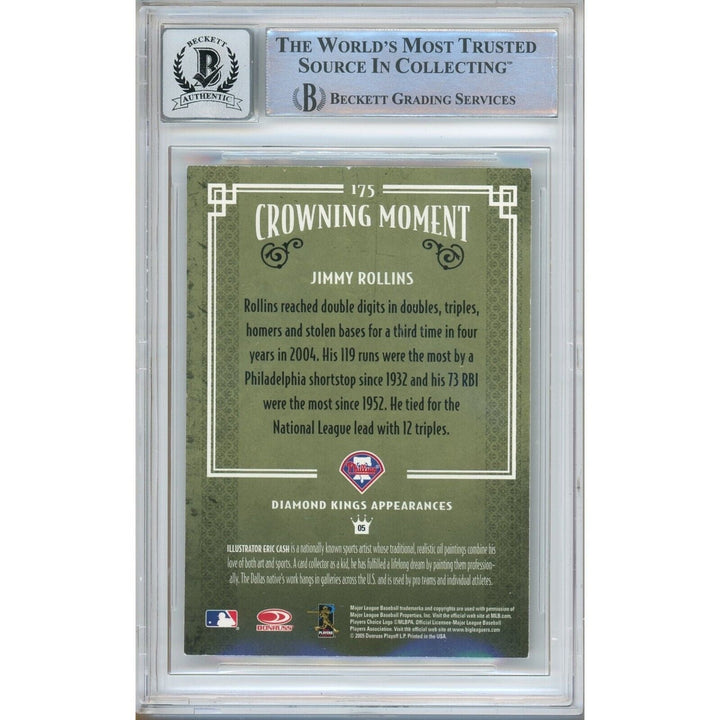 Jimmy Rollins Phillies Signed 2005 Diamond Kings Card BAS BGS Auto 10 Graded Slab