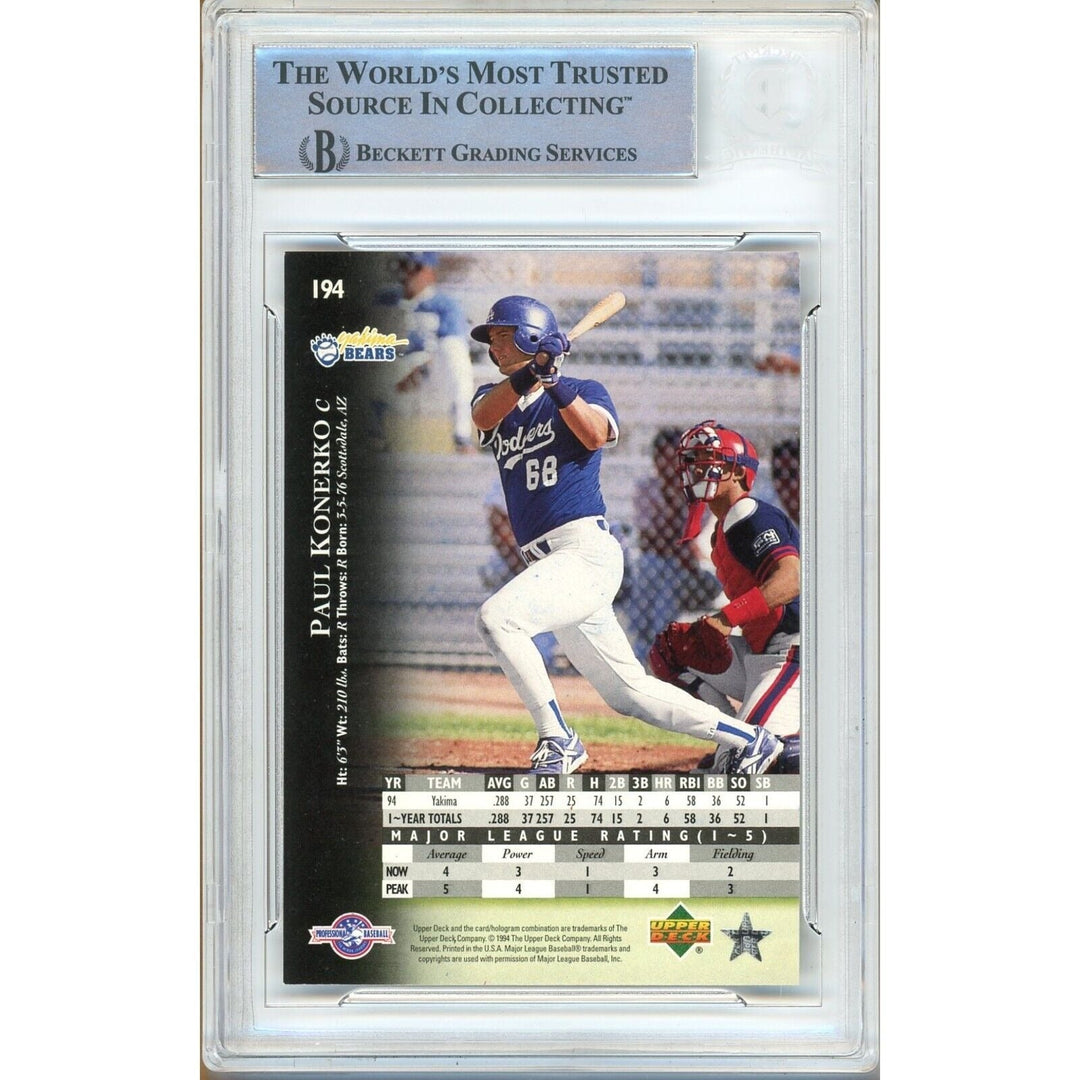 Paul Konerko Los Angeles Dodgers Signed 1995 Upper Deck Minors Card Beckett Auth Auto