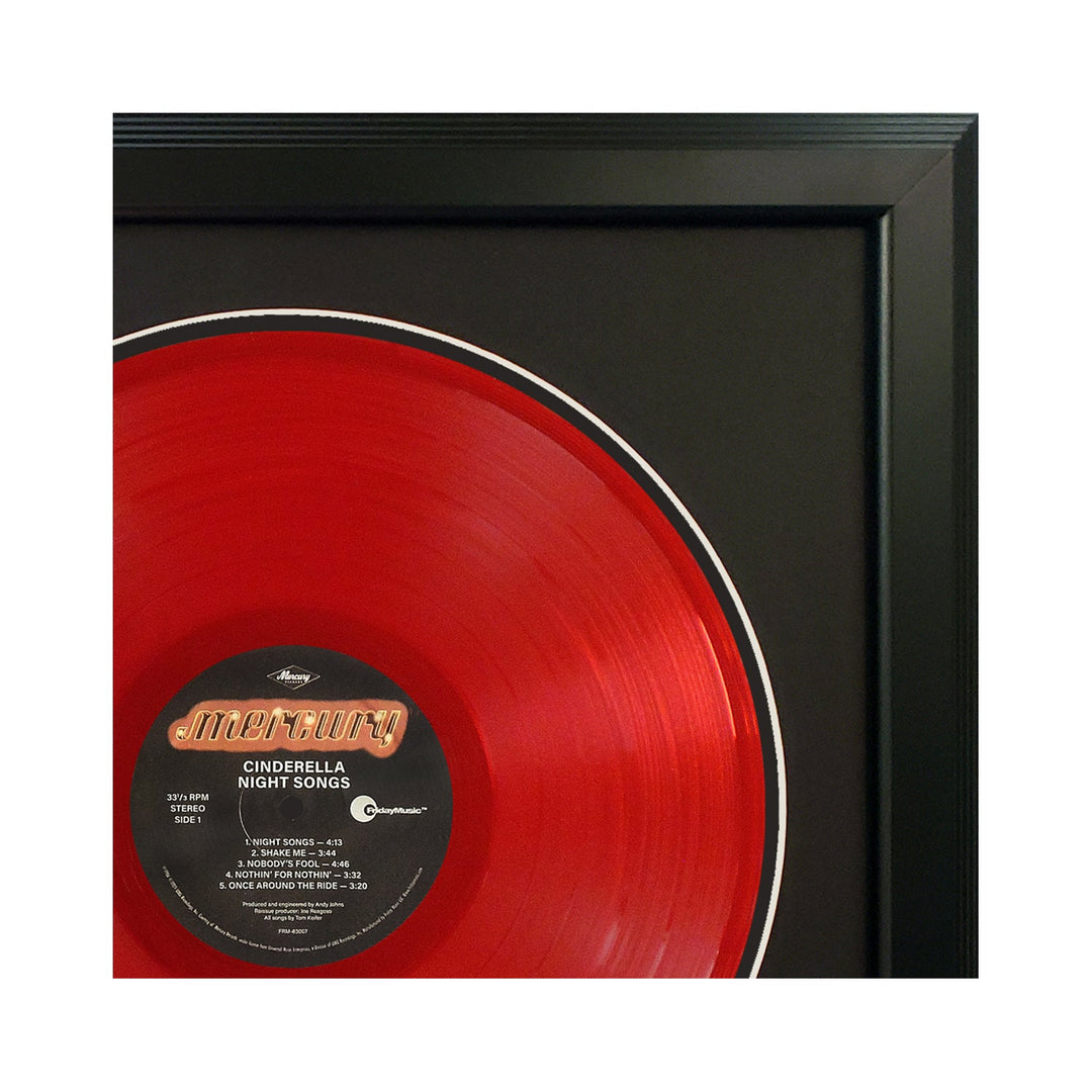 Cinderella Night Songs Vinyl Record & Cover Professionally Framed 17.5 x 26.5 Wall Display with a Black Mat