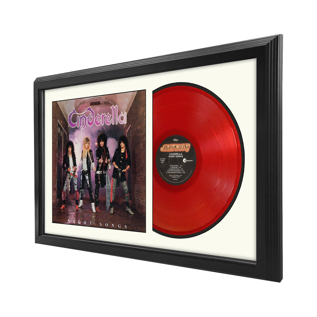 Cinderella Night Songs Vinyl Record & Cover Professionally Framed Wall Display with a White Mat