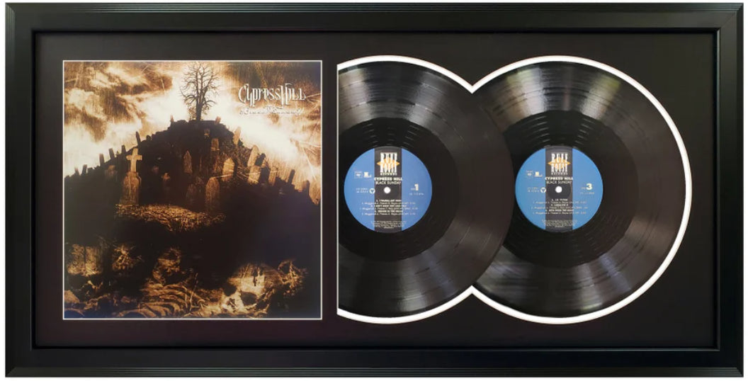 Cypress Hill Black Sunday Genuine Double Vinyl Records & Cover Professionally Framed 17.5 x 34.5 Wall Display with a Black Mat