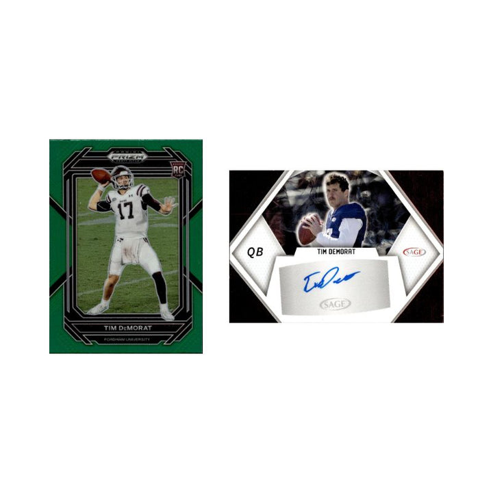 Tim DeMorat Fordham University Set of 2 Trading Cards - 1 Autographed 2023 Sage and 1 Panini Prizm 2023 Draft Picks #114