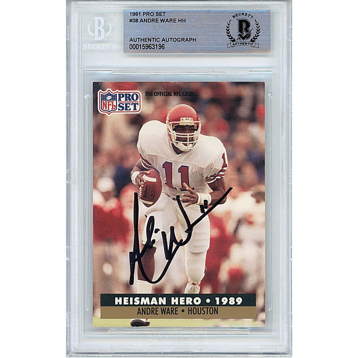 Andre Ware Houston Cougars Signed 1991 Pro Set Heisman Card BAS Auth Auto Slab UH
