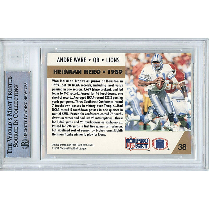 Andre Ware Houston Cougars Signed 1991 Pro Set Heisman Card BAS Auth Auto Slab UH