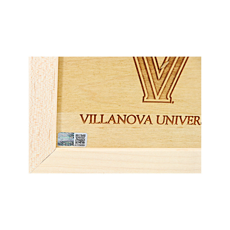 Donte DiVincenzo/Jay Wright Villanova University Dual Signed and Inscribed "2018 MOP" "Go Cats" 12"x15" Authentic Piece of Engraved 2018 Final Four Court (CX Auth)