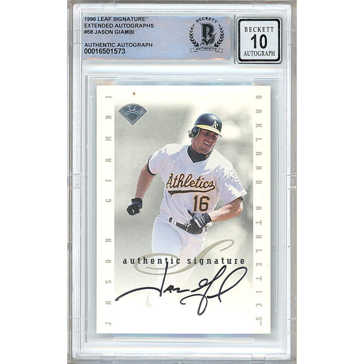 Jason Giambi Oakland Athletics Signed 1996 Leaf Signature Card BGS Auto 10 Graded