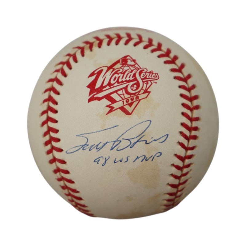 Scott Brosius Yankees Autographed Inscribed 1998 WS Logo Baseball JSA COA
