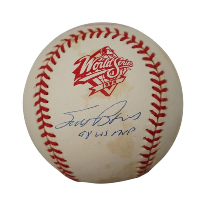 Scott Brosius Yankees Autographed Inscribed 1998 WS Logo Baseball JSA COA