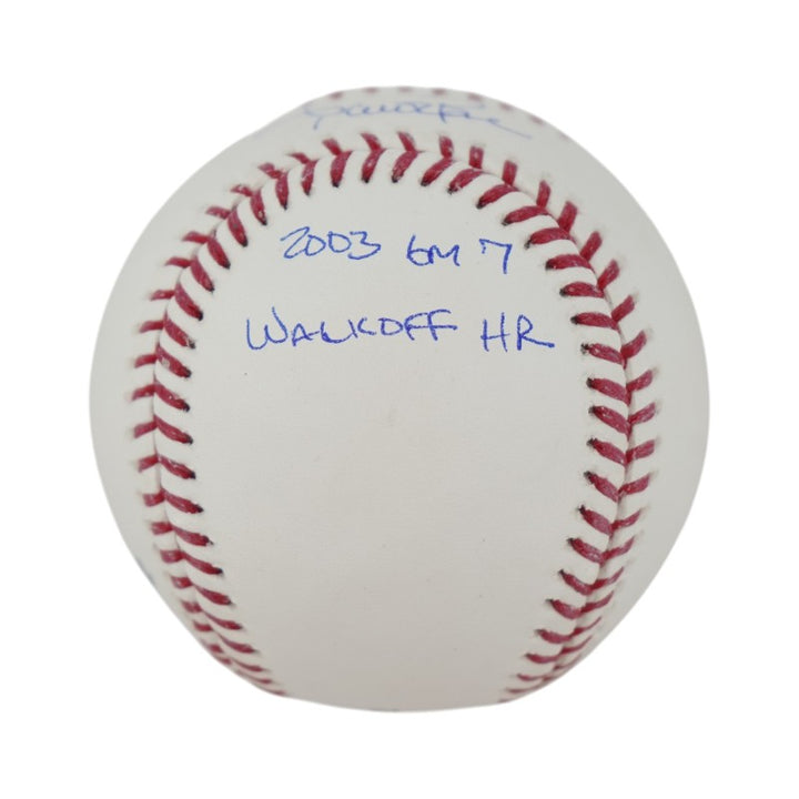 Aaron Boone New York Yankees Autographed Inscribed 2003 GM 7 Walkoff HR MLB Baseball (CX Auth) (Copy)