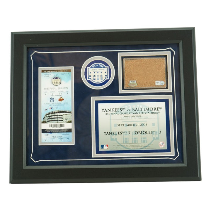 New York Yankees 2008 Framed Dirt Collage Steiner LOA