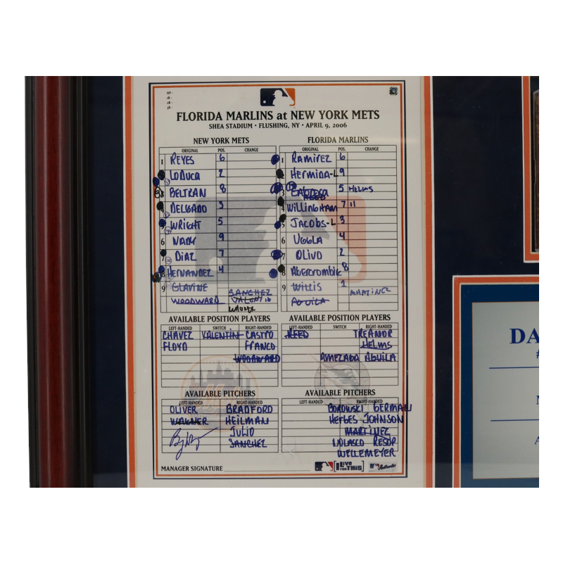 David Wright New York Mets Game Used Dirt & Lineup Card Collage Steiner Holo