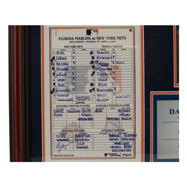 David Wright New York Mets Game Used Dirt & Lineup Card Collage Steiner Holo