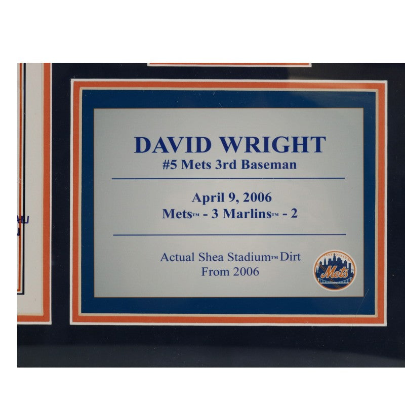 David Wright New York Mets Game Used Dirt & Lineup Card Collage Steiner Holo