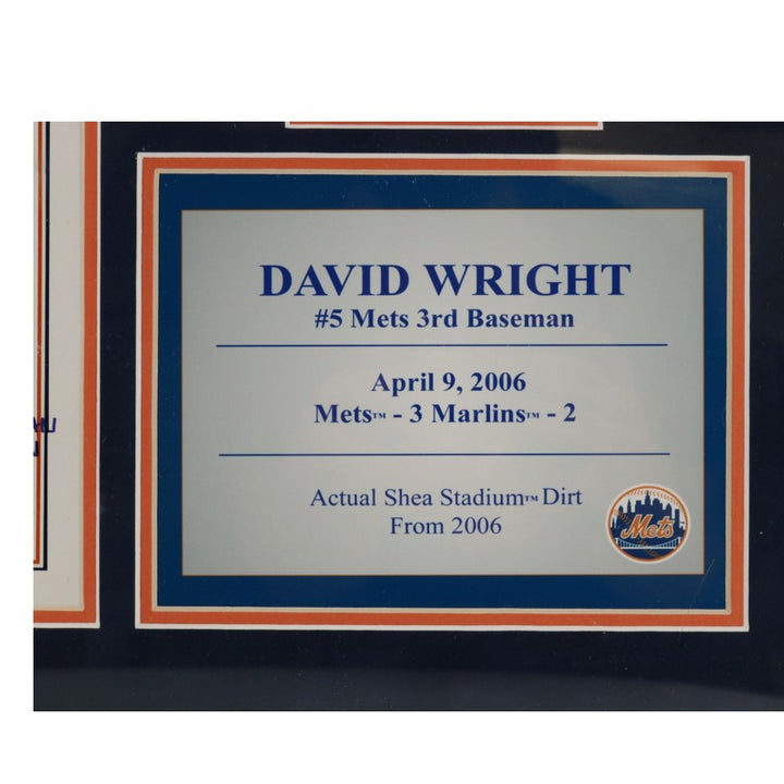 David Wright New York Mets Game Used Dirt & Lineup Card Collage Steiner Holo