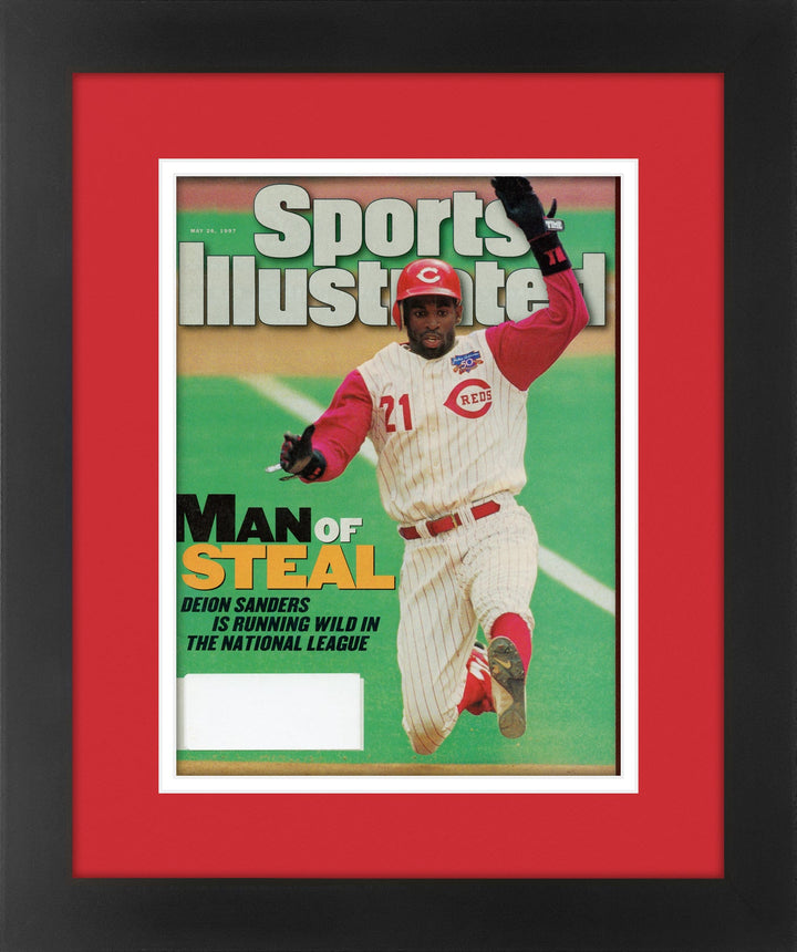 Deion Sanders Cincinnati Reds Vintage Sports Illustrated Magazine May 26,1997 Original Issue Professionally Matted and Framed 14.25 x 17