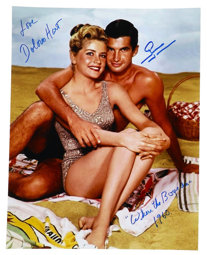 Dolores Hart & George Hamilton Signed Where the Boys Are from the 1960 Movie 11x14 Photo with Multiple Inscriptions (JSA)