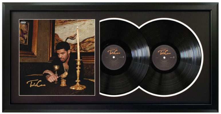 Drake Take Care Genuine Double Vinyl Records & Cover Professionally Framed 17.5 x 34.5 Wall Display with a Black Mat