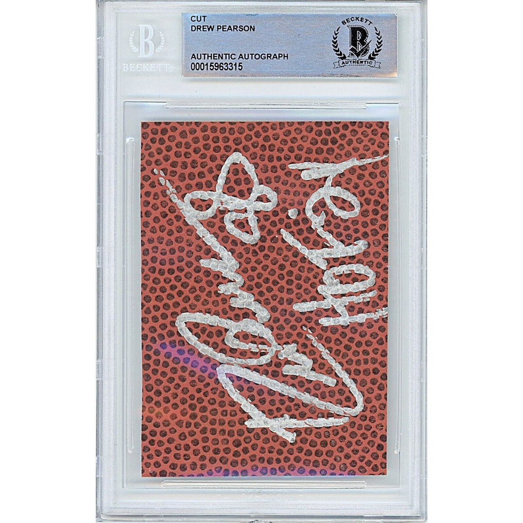 Drew Pearson Dallas Cowboys Signed Football Cut 'HOF 21' Inscription BAS Auth Auto Slab