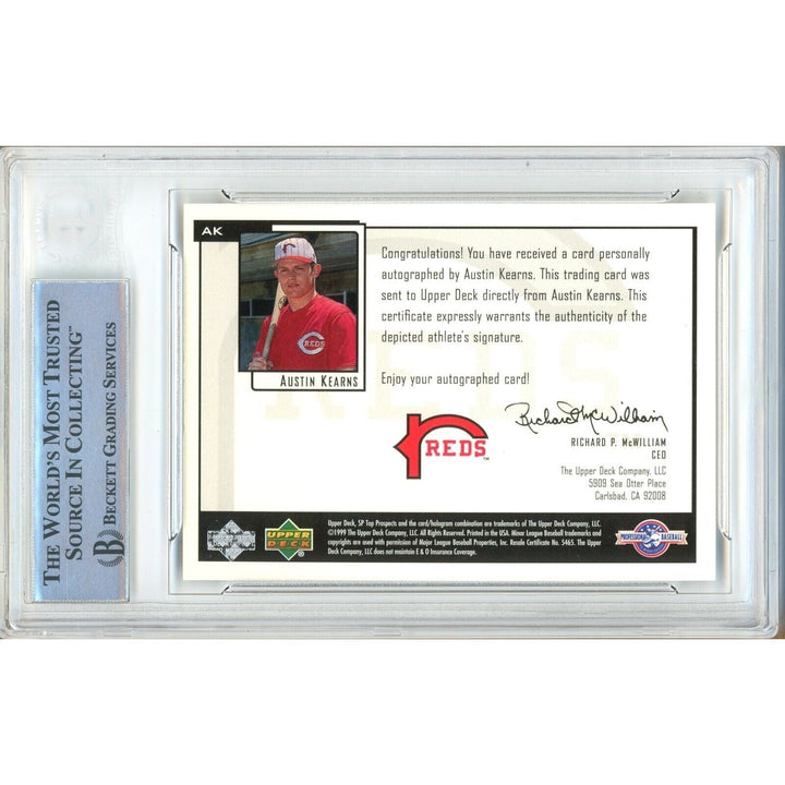 Austin Kearns Cincinnati Reds Signed 2000 SP Chirography Card Beckett Authentic Auto Slab