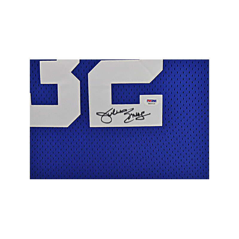 Julius "Dr. J" Erving New York Nets Autographed and Elite Framed Blue Nets Jersey (PSA Auth)