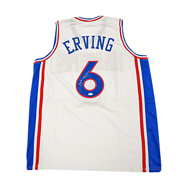 Julius Erving Philadelphia 76ers Autographed Inscribed Custom Jersey JSA COA