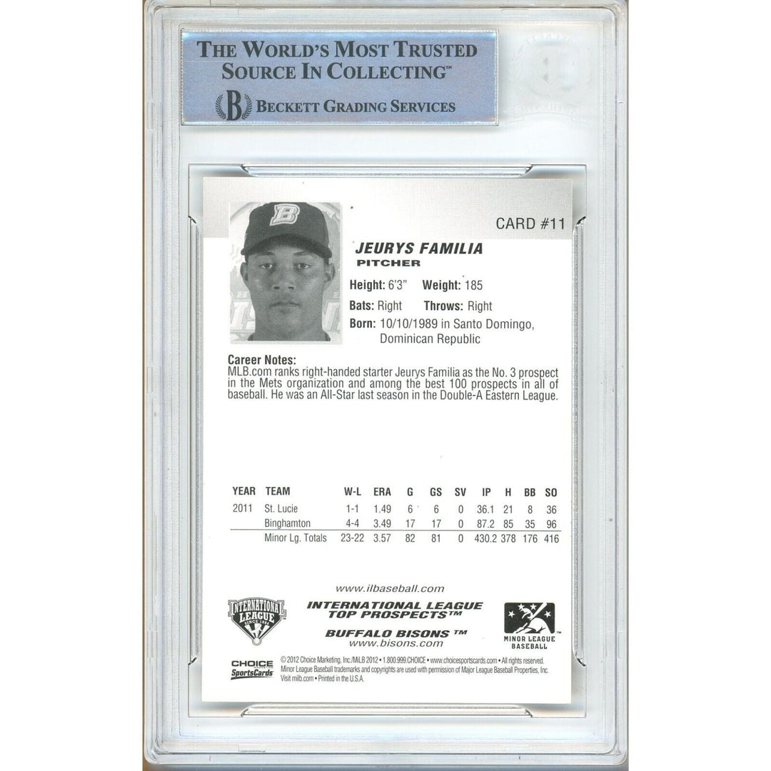 Jeurys Familia New York Mets Signed 2012 International League Card Beckett Auth Auto Slab