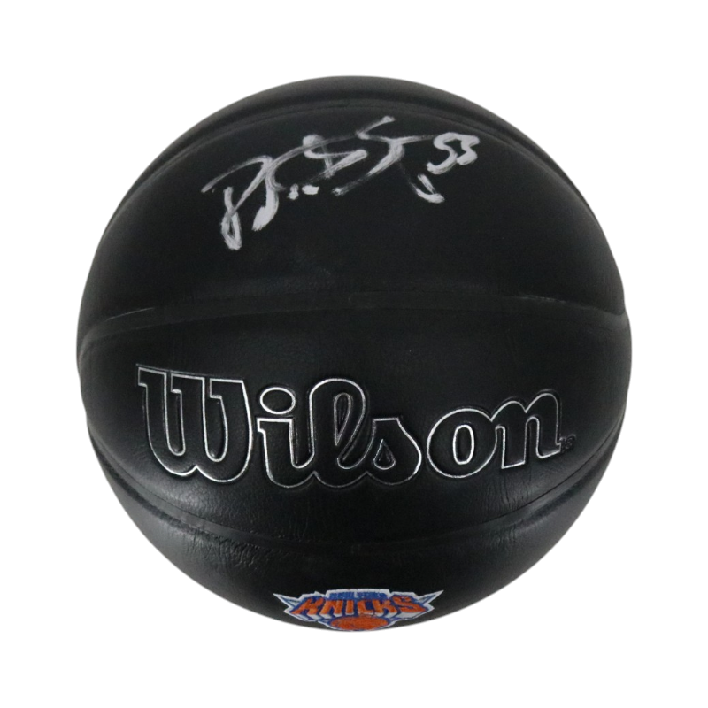 Patrick Ewing New York Knicks Autographed Black Knicks Logo NBA Basketball CX Auth
