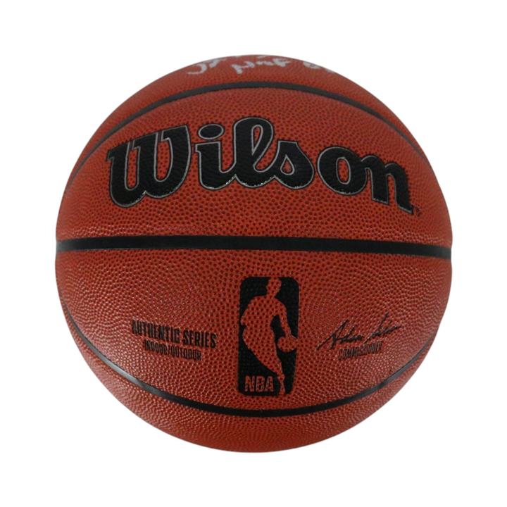 Patrick Ewing New York Knicks Autographed Inscribed HOF 08 Wilson NBA Basketball CX Auth