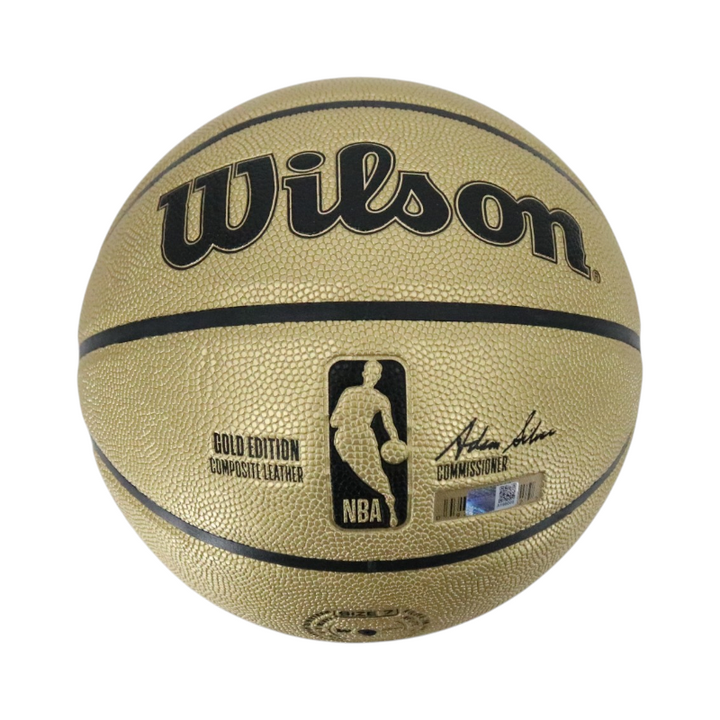 Patrick Ewing New York Knicks Autographed Inscribed HOF 08 Gold NBA Basketball CX Auth