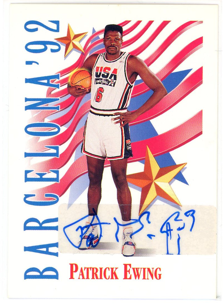 1992 Skybox USA Basketball Patrick Ewing Card Signed Sticker Auto