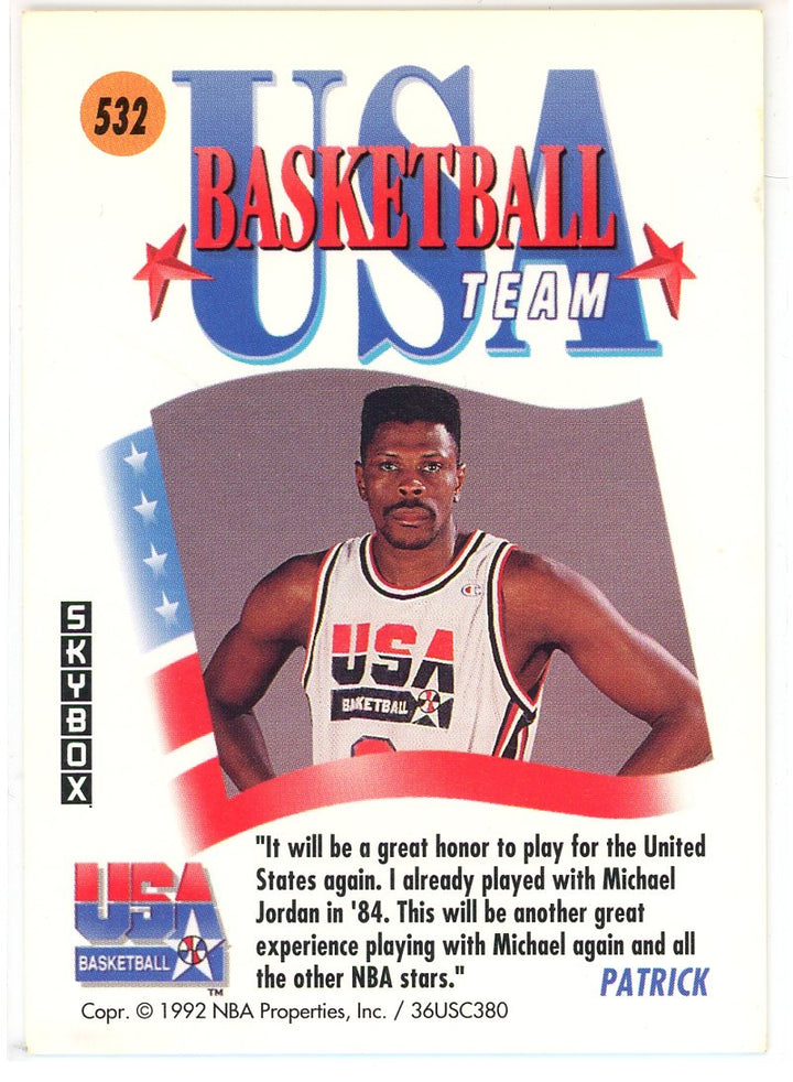 1992 Skybox USA Basketball Patrick Ewing Card Signed Sticker Auto