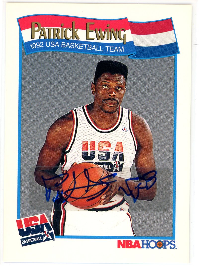1991 NBA Hoops USA Basketball Patrick Ewing #577 Card Signed Sticker Auto