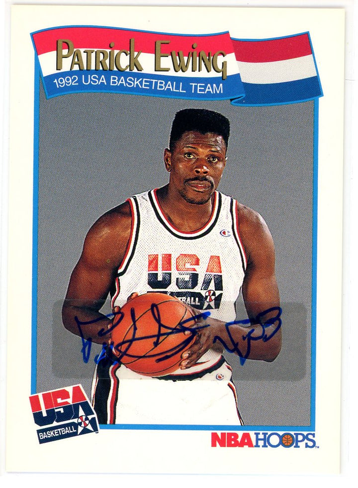1991 NBA Hoops USA Basketball Patrick Ewing #577 Card Signed Sticker Auto