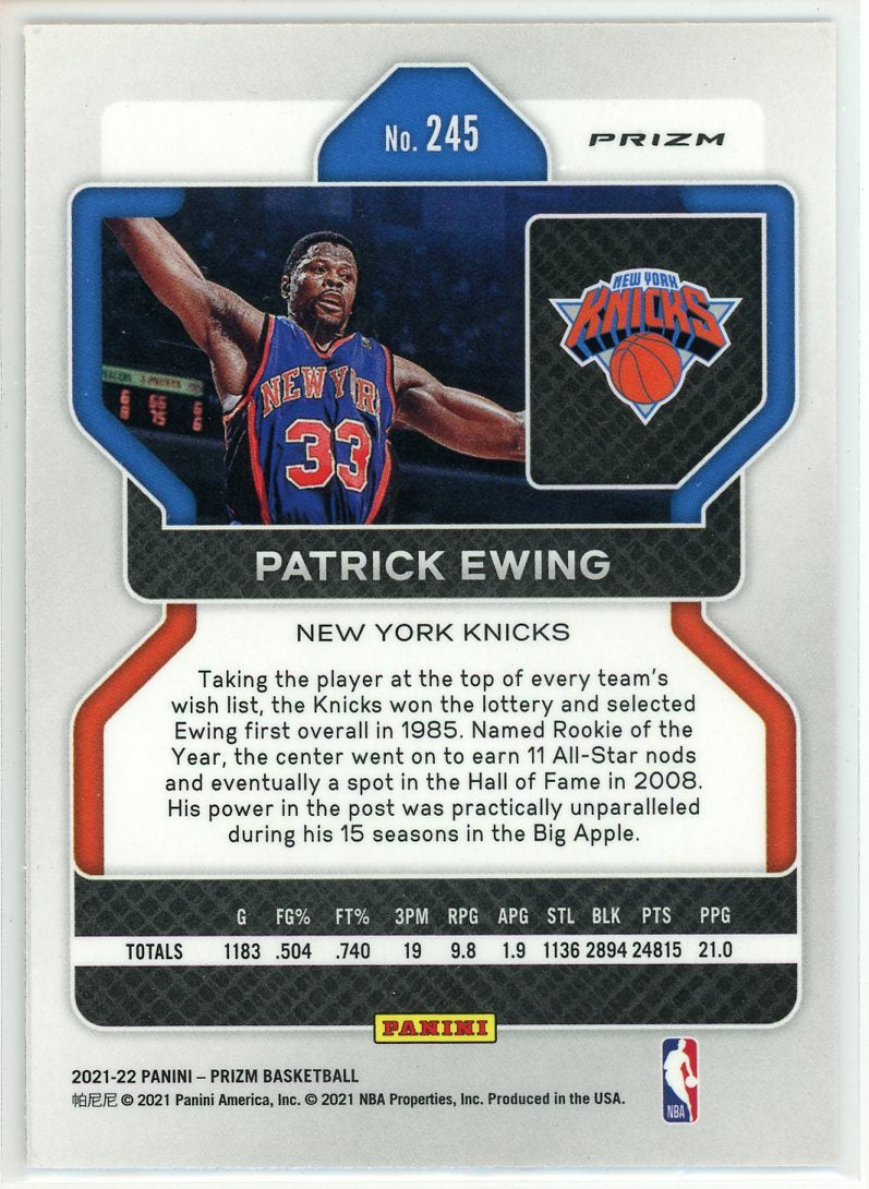 2021 Panini Prizm Patrick Ewing Silver Card Signed Sticker Auto