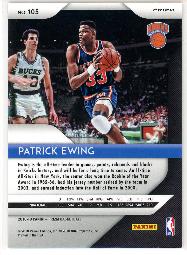 2018 Panini Prizm Patrick Ewing Silver Card Signed Sticker Auto