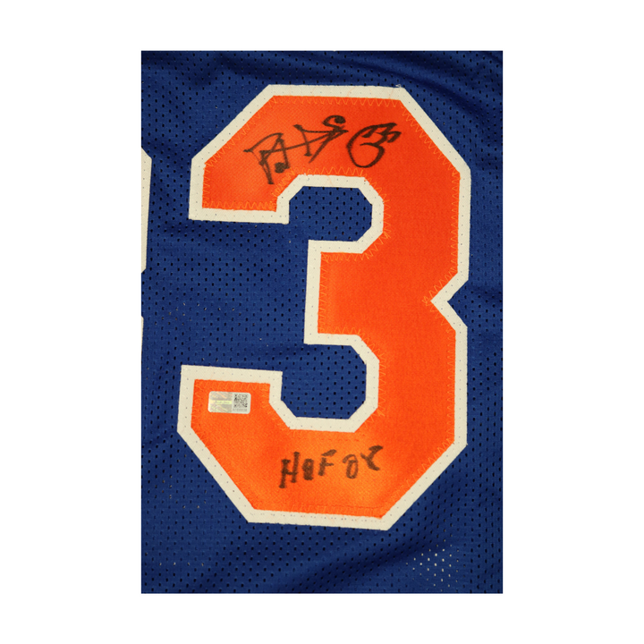 Patrick Ewing New York Knicks Autographed Inscribed HOF 08 Pro Style Blue Jersey