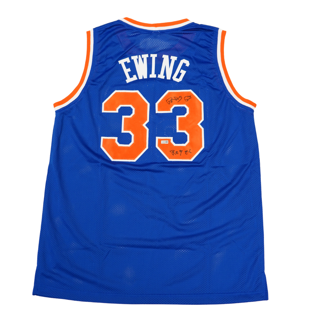 Patrick Ewing New York Knicks Autographed Inscribed ROY 86 Pro Style Blue Jersey (CX Auth)