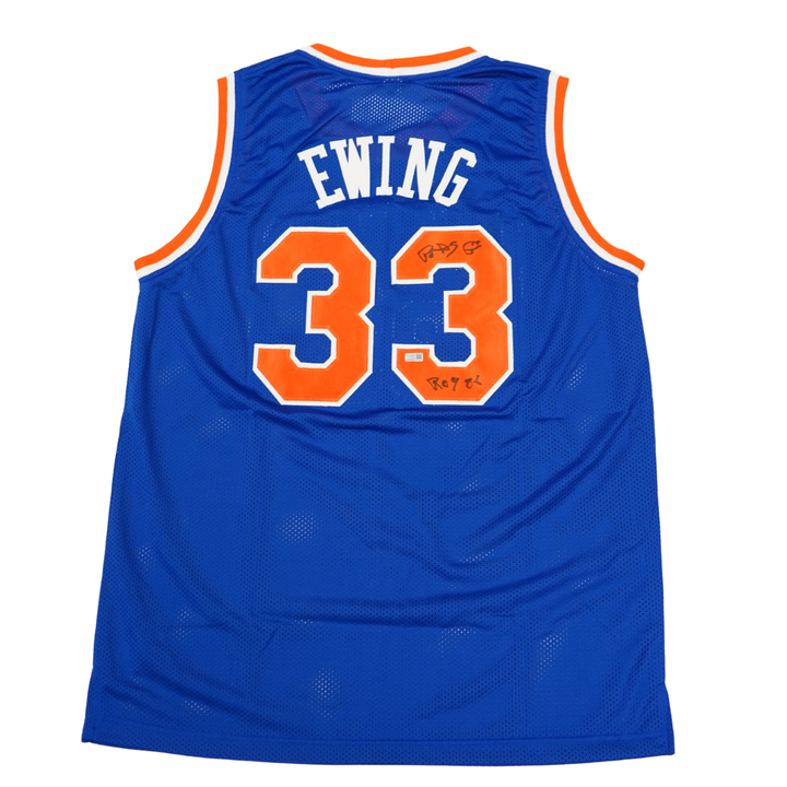 Patrick Ewing New York Knicks Autographed Inscribed ROY 86 Pro Style Blue Jersey (CX Auth)