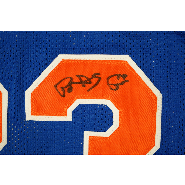 Patrick Ewing New York Knicks Autographed Inscribed ROY 86 Pro Style Blue Jersey (CX Auth)