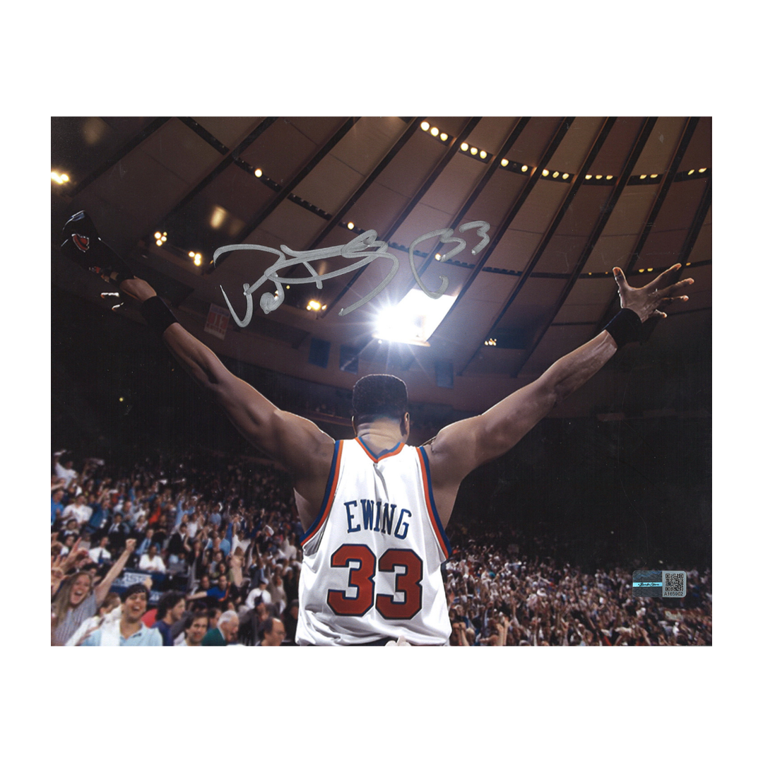 Patrick Ewing New York Knicks Autographed Signed Arms Out 8x10 Photo (CX Auth)