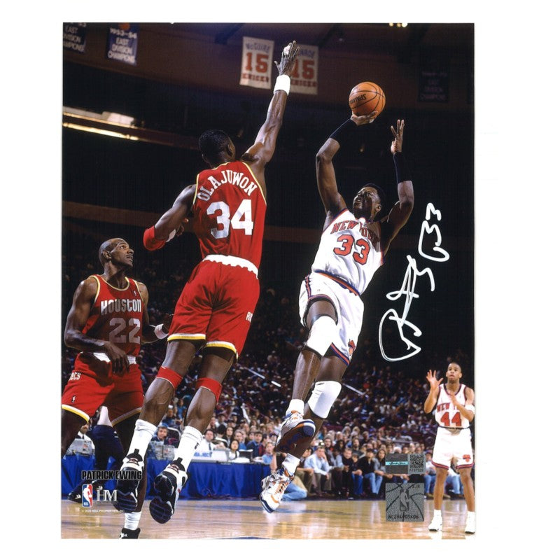 Patrick Ewing New York Knicks Autographed 8x10 Photograph with Olajuwon CX Auth