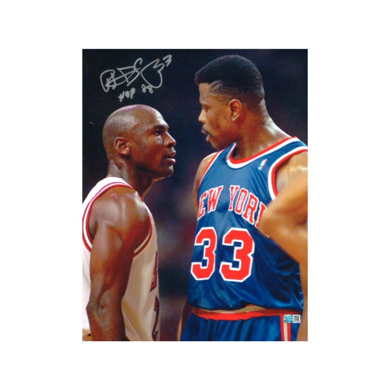 Patrick Ewing New York Knicks Autographed Signed Inscribed "HOF 08" Face Off vs Michael Jordan 11x14 Photograph (CX Auth)