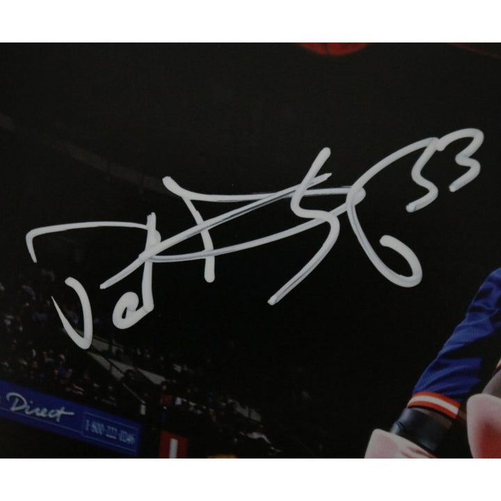 Patrick Ewing New York Knicks Autographed Blue Jersey Dunk 11x14 Photograph CX Auth