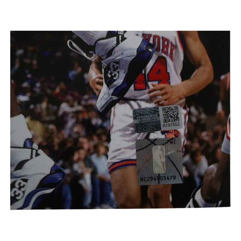 Patrick Ewing New York Knicks Autographed White Jersey Dunk 11x14 Photograph CX Auth