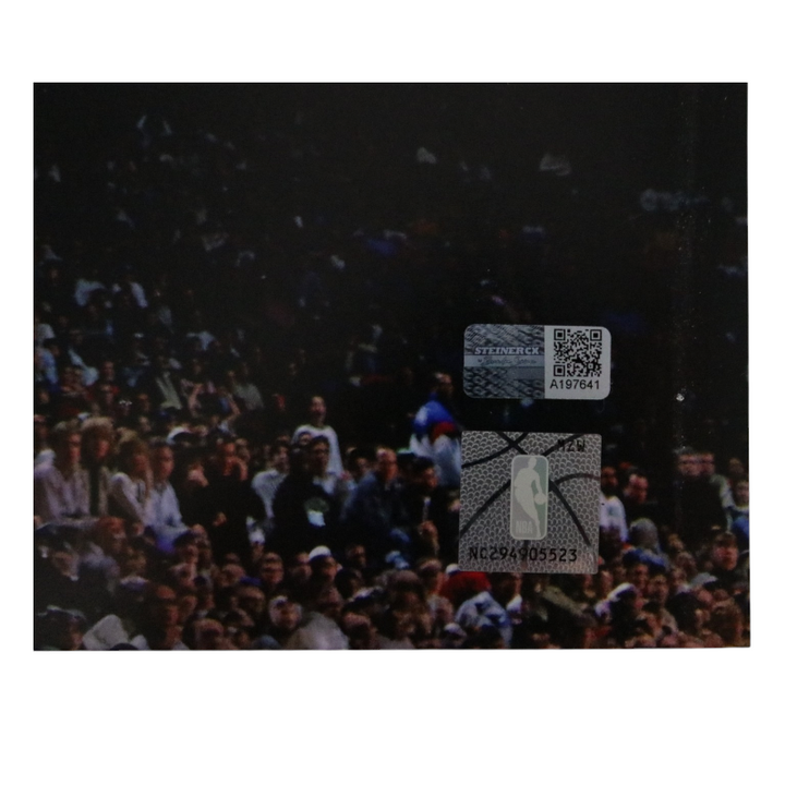 Patrick Ewing New York Knicks Autographed Inscribed HOF 08 Blue Jersey Dunk 11x14 Photograph CX Auth