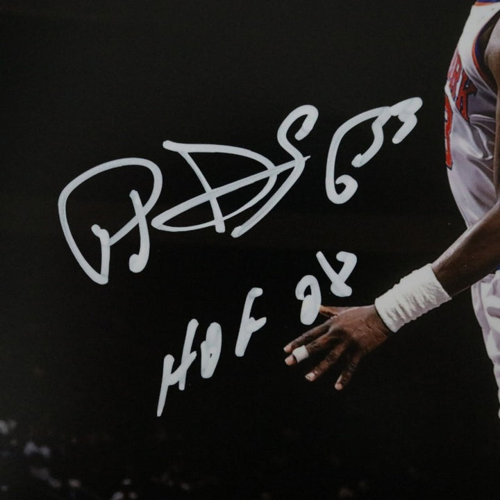 Patrick Ewing New York Knicks Autographed Inscribed HOF 08 White Jersey Dunk 11x14 Photograph CX Auth