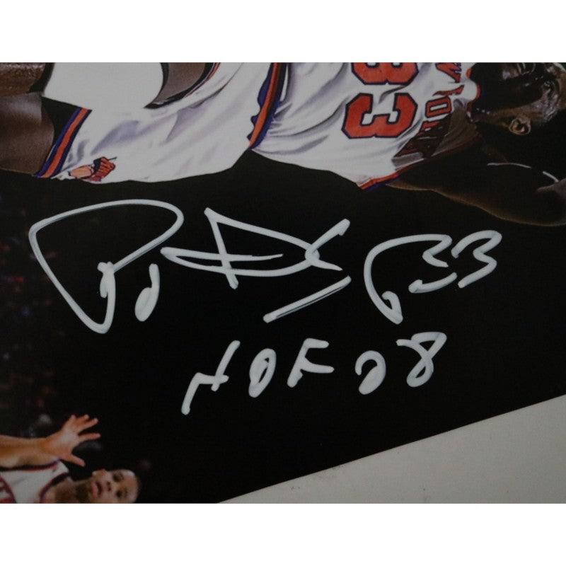 Patrick Ewing New York Knicks Autographed Inscribed HOF 08 11x14 Photograph with Olajuwon CX Auth