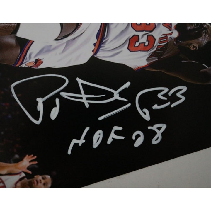 Patrick Ewing New York Knicks Autographed Inscribed HOF 08 11x14 Photograph with Olajuwon CX Auth