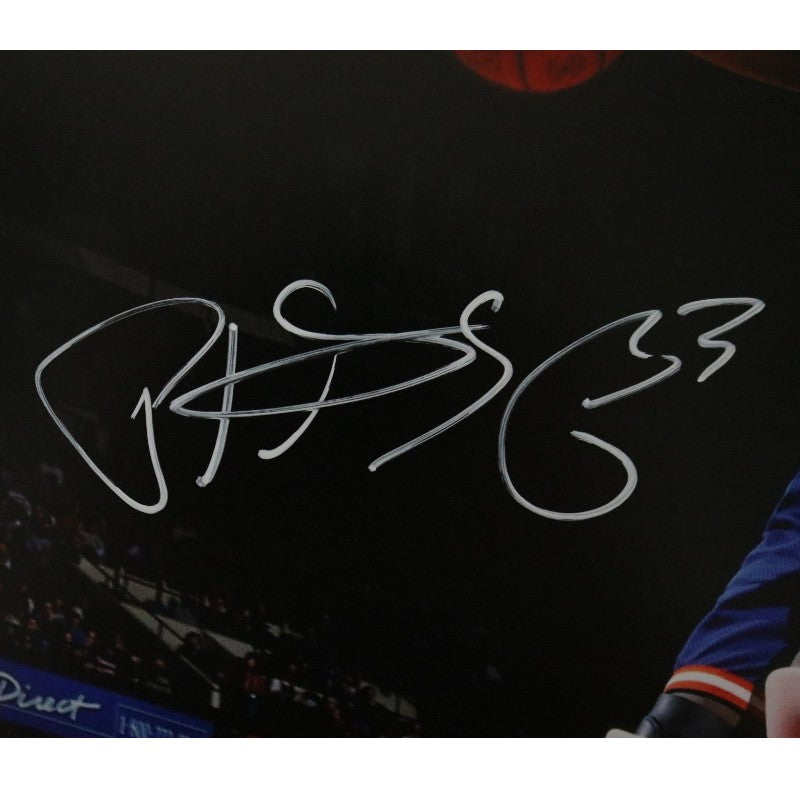 Patrick Ewing New York Knicks Autographed Blue Jersey Dunk 16x20 Photograph CX Auth